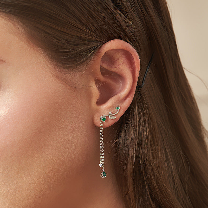 Original New Chinese Long Zircon Earrings S925 Silver Women's Wholesale