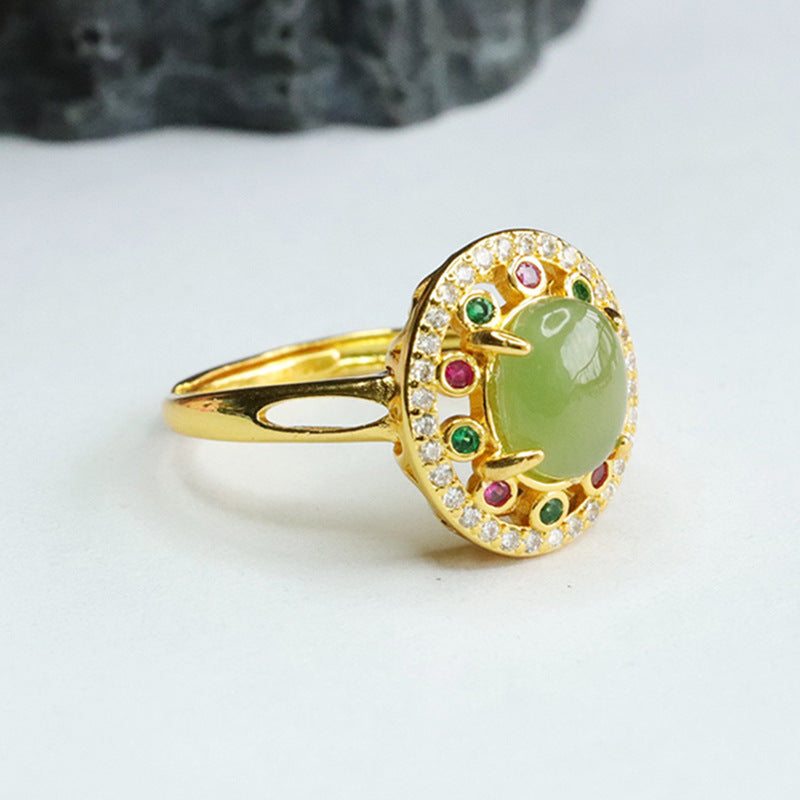 Hetian Jasper Vintage Cabochon Ring