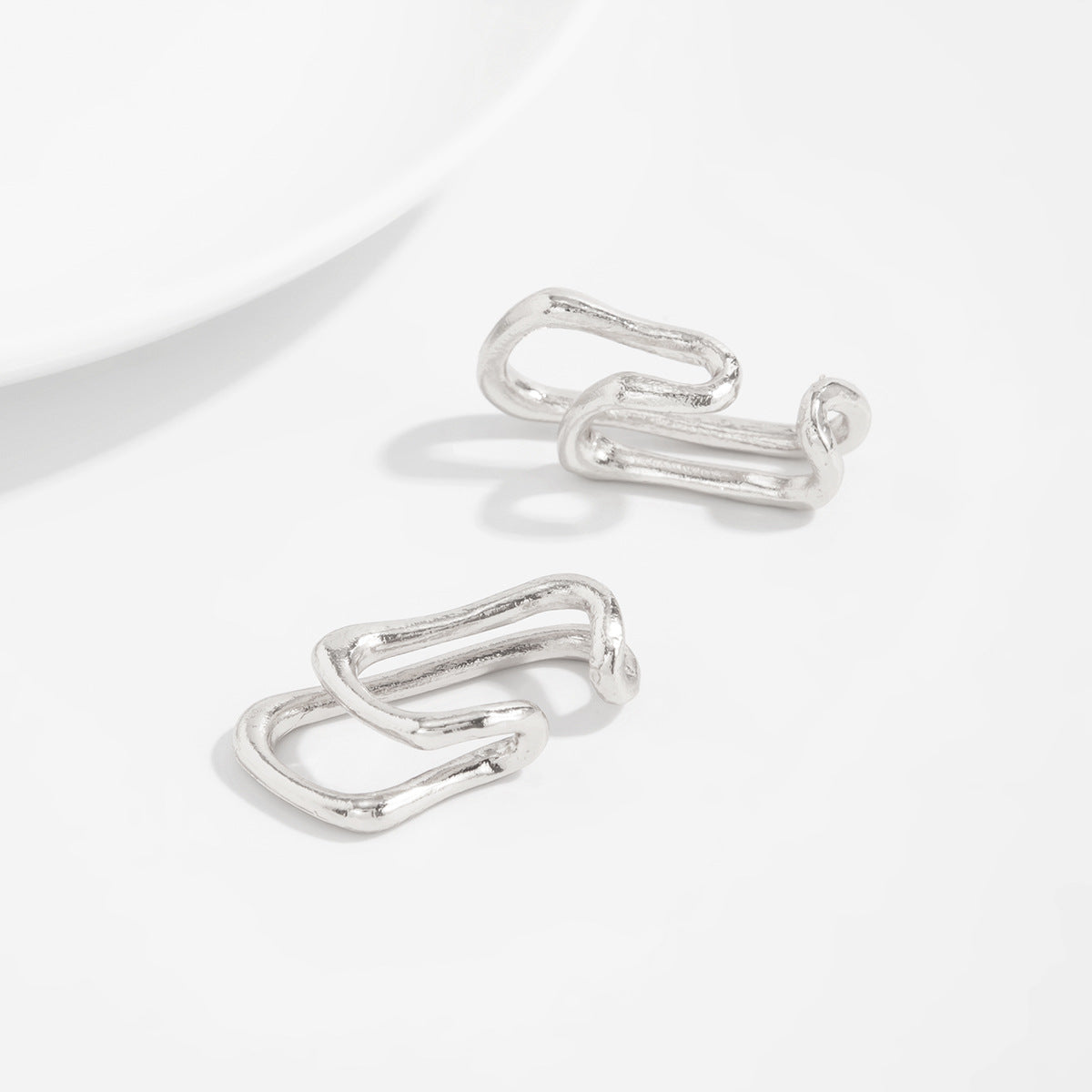 Planderful Vienna Verve C Shaped Ear Clips Without Holes Geometric Statement Earrings for Minimalist Fashion Lovers