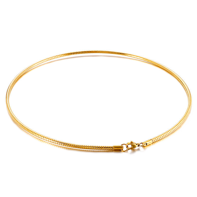 Round Stainless Steel Snake Bone Collar – Minimalist Gold Women's Necklace