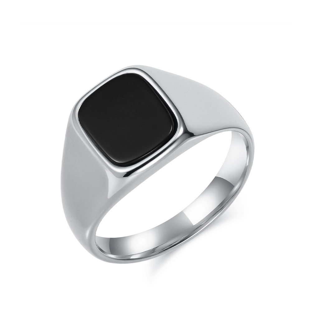 Planderful Tiger's Eye Ring Titanium Steel Inlaid Unisex Modern Gem Ring For Men And Women