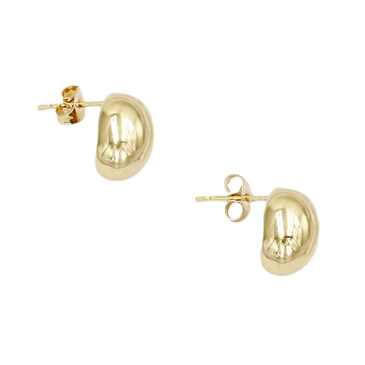 Planderful Gold Bean Earrings Gold Plated Stainless Steel Elegant Versatile Everyday Wear For Women