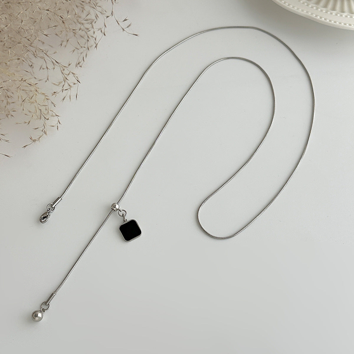 Adjustable Heart Y-Shaped Snake Chain Necklace