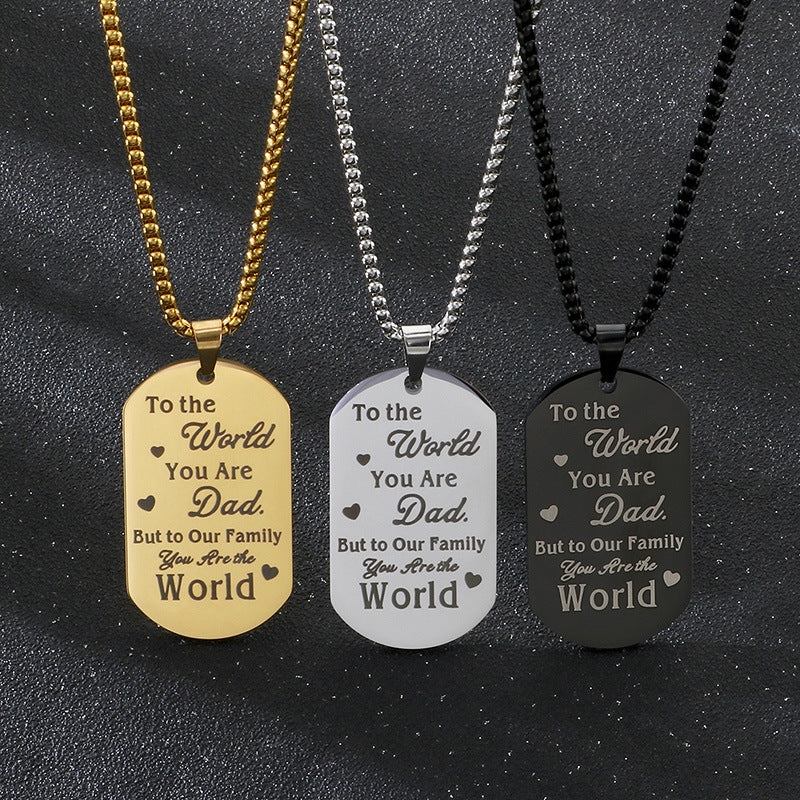 Planderful Titanium Steel Military Pendant Engraved For Dad