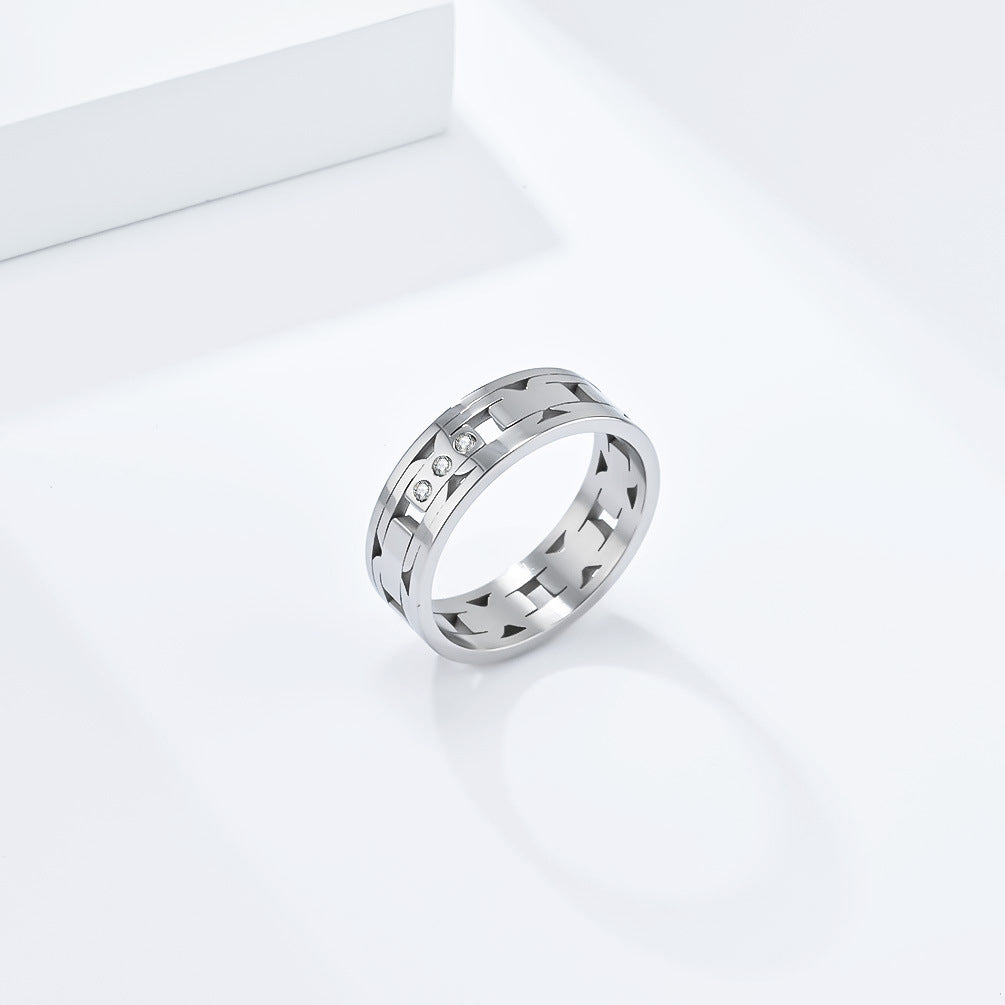 New Laser Cut Titanium Steel Ring for Men and Women