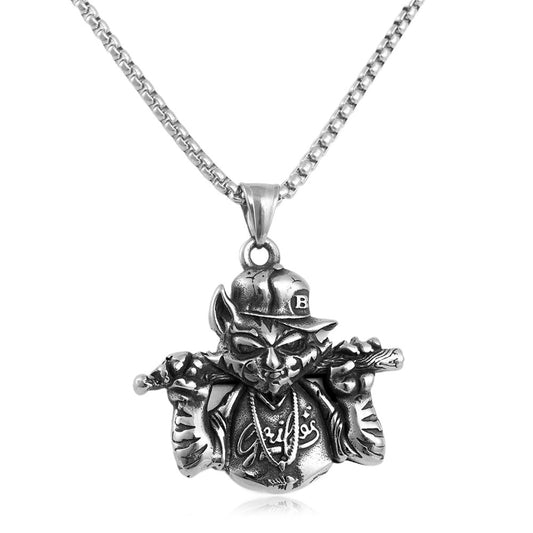 European and American Stainless Steel Baseball Cat Pendant