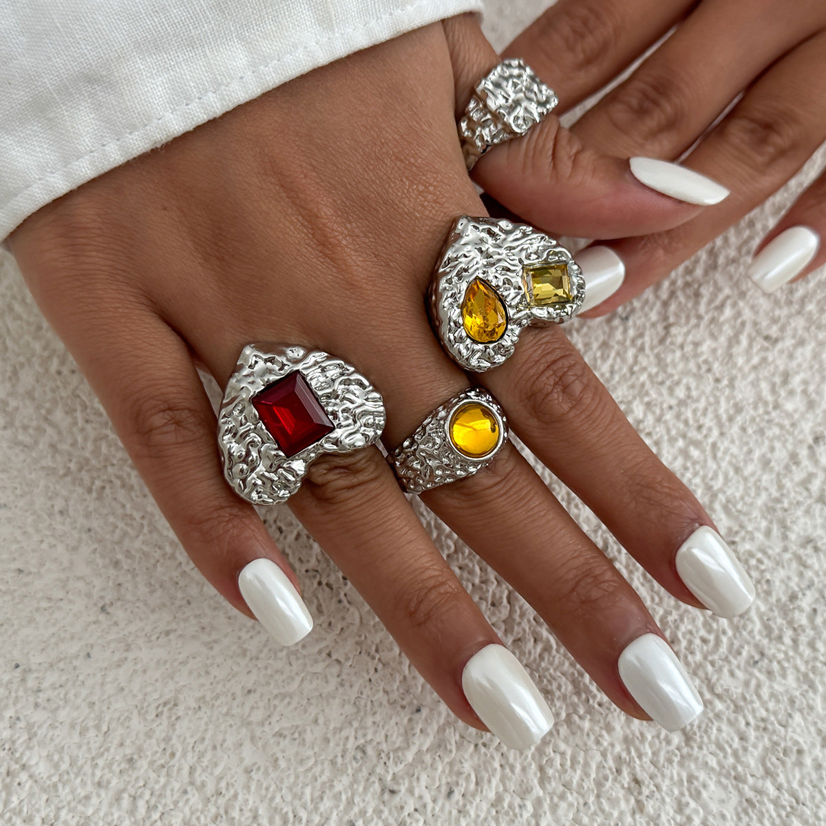 Planderful Vienna Verve Lava Love Ring For Women Geometric Zircon Statement Jewelry