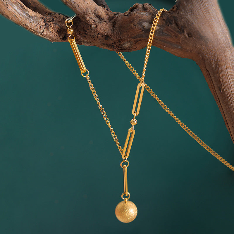Niche Design Long Pendant Metal Ball Necklace - Planderful Collection