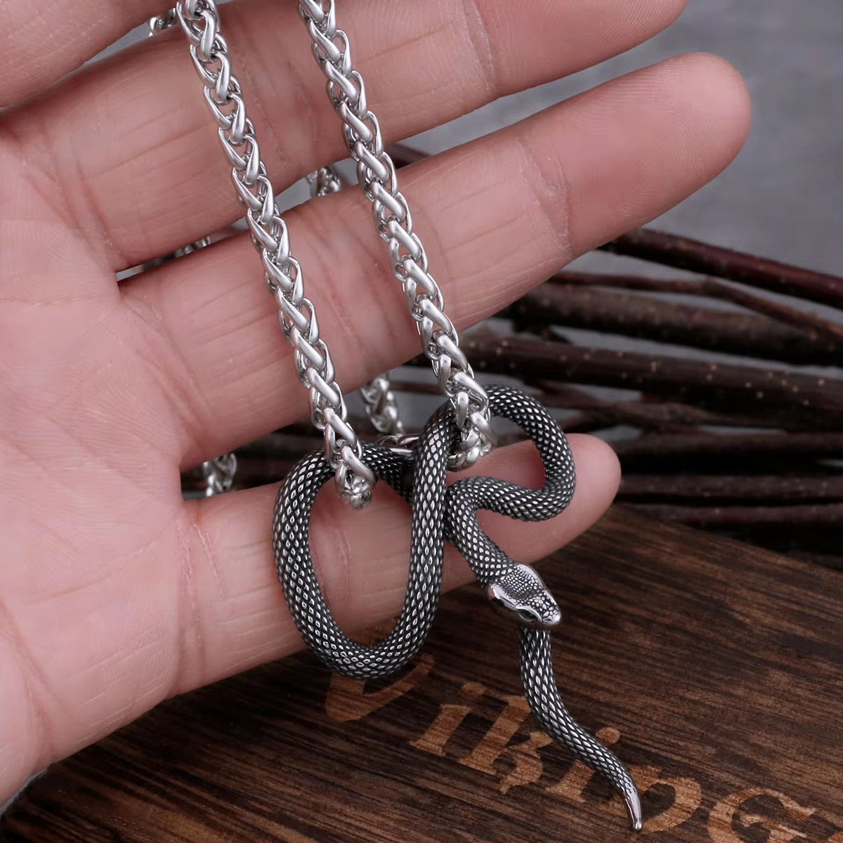 Planderful Stainless Steel Snake Pendant Necklace For Men Personalized Creative Design