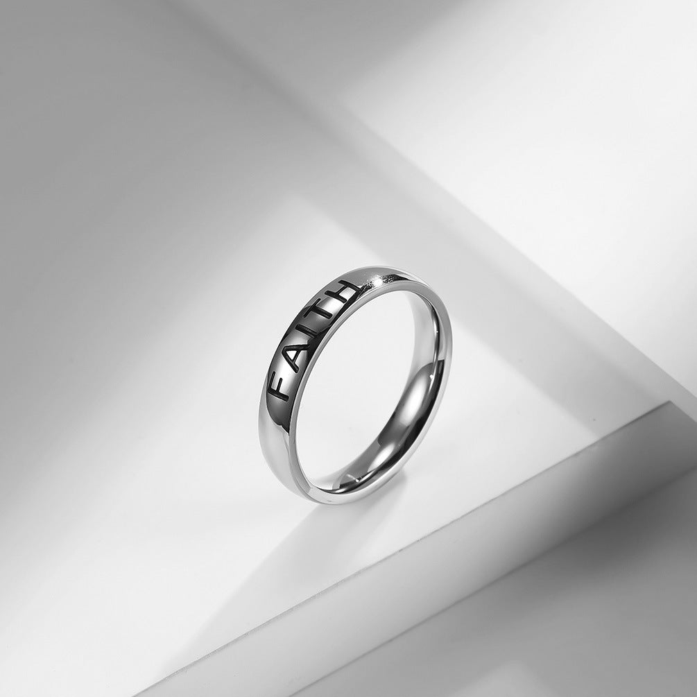 Love Hope Faith Stainless Steel Engraving Ring Unisex Gifts
