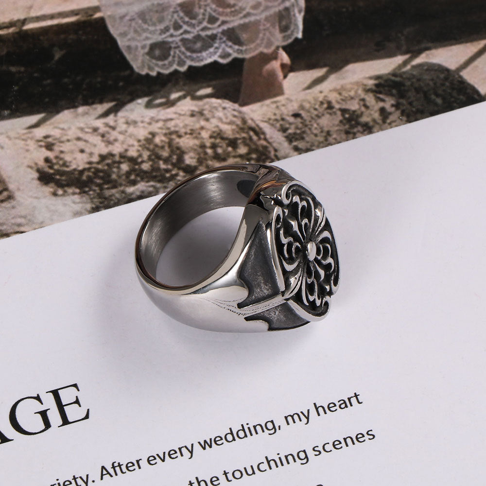 Cross Titanium Steel Ring For Men Punk Rock Hipster Style