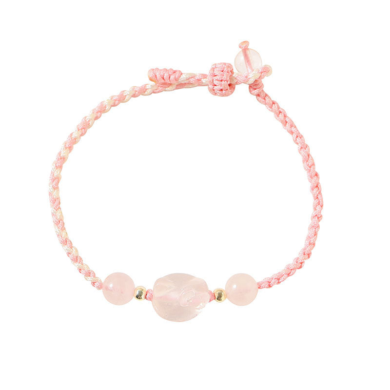 Pure Crystal Kitty Handwoven Sterling Silver Bracelet with Delicate Design