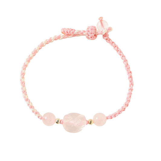 Pure Crystal Kitty Handwoven Sterling Silver Bracelet with Delicate Design