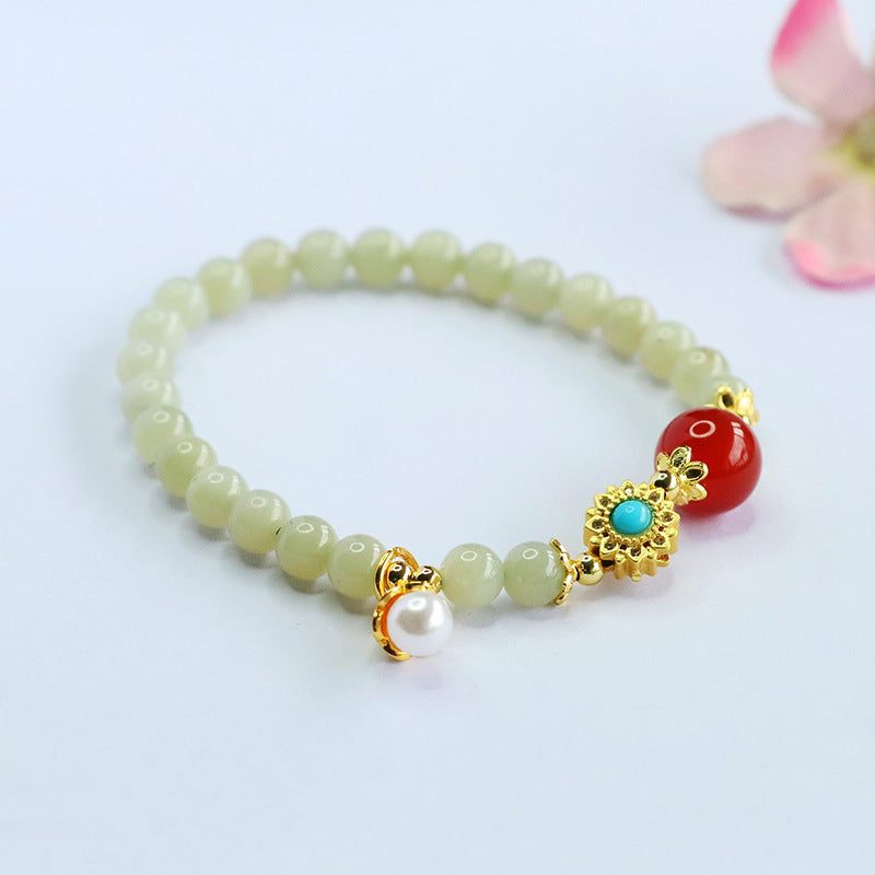 Hetian Jade & Red Agate Fortune Bracelet