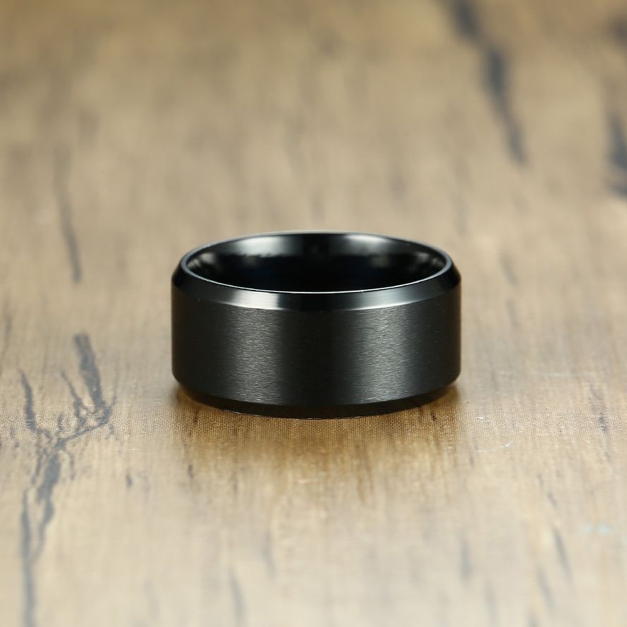 Plain Ring Sand Surface Stainless Steel Graduation Ring for Men