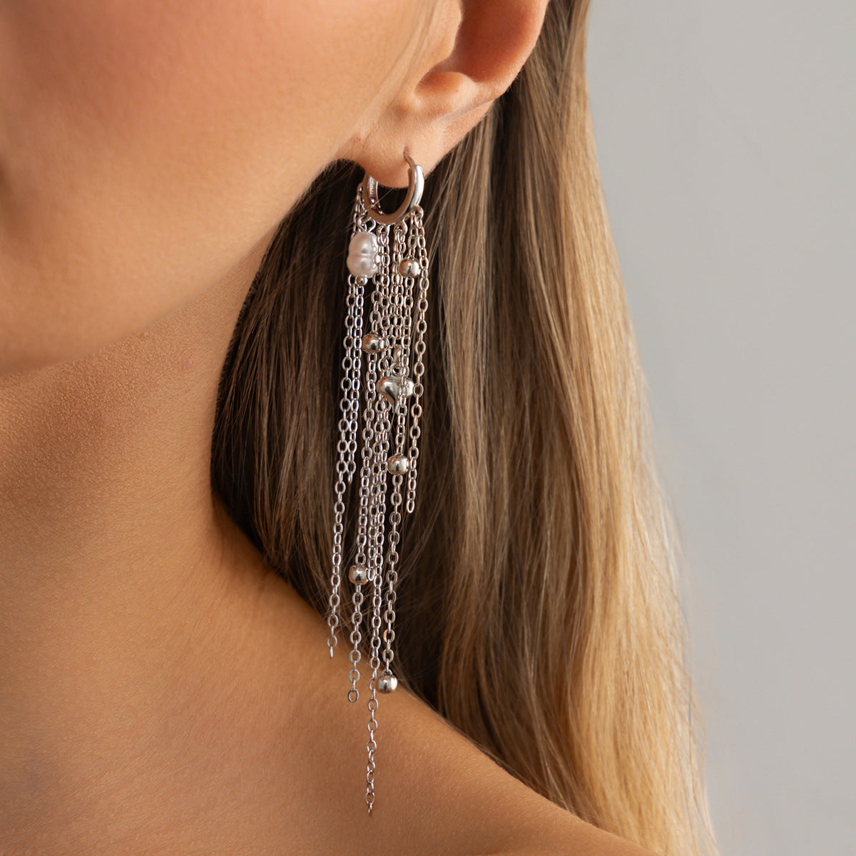 Planderful Vienna Verve Fringed Chain Earrings Irregular Pleated Geometric Statement Jewelry For Fashion Forward Women