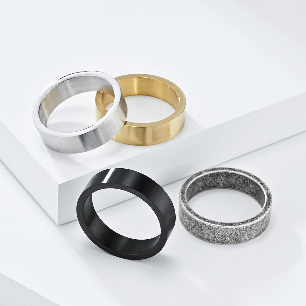 Gender-Free 6mm Brushed Matte Silver Gray Titanium Steel Ring