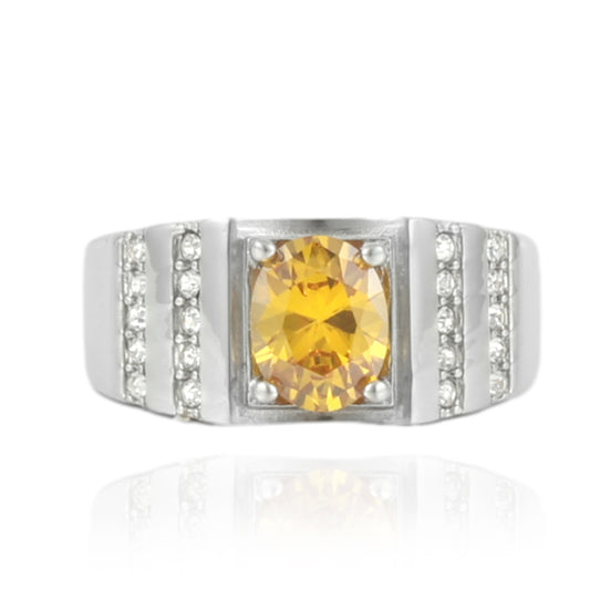 Trendy Personalized Multicolor Stone Titanium Steel Ring for Men and Women