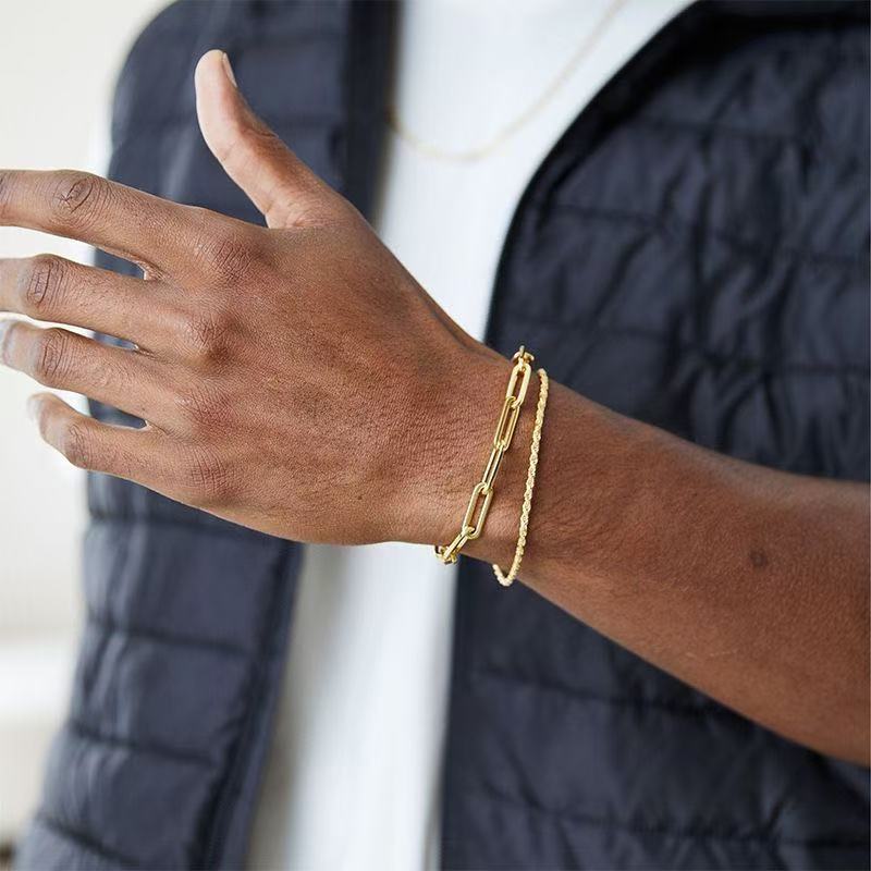 Planderful Jewelry Stainless Steel Paperclip Bracelet Set