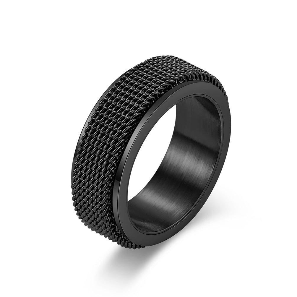Planderful For Men Rotating Geometric Ring Stress Relief Steel Band Minimalist Finger Ring