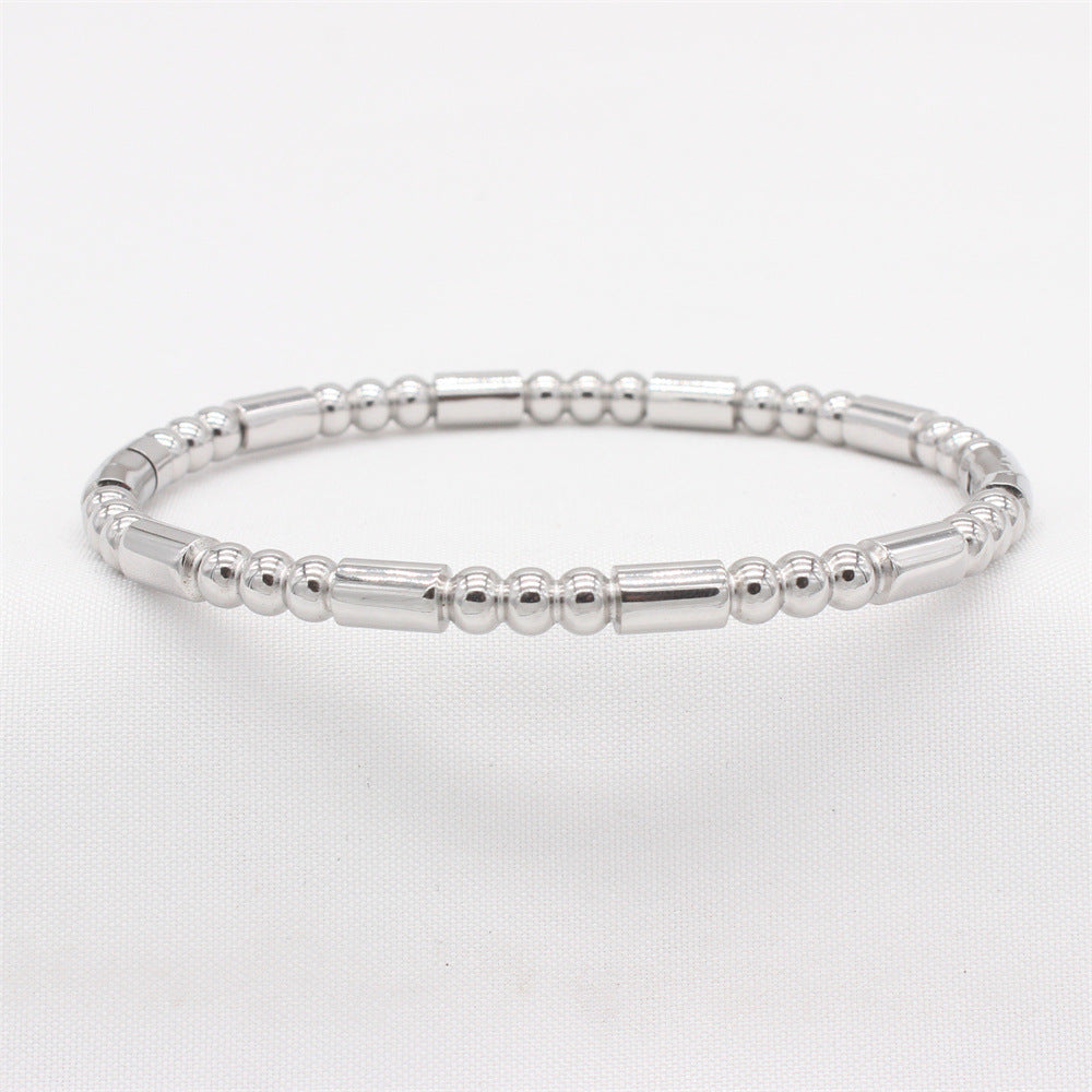 Planderful Everyday Genie – Simple European and American Titanium Steel Bead Bracelet