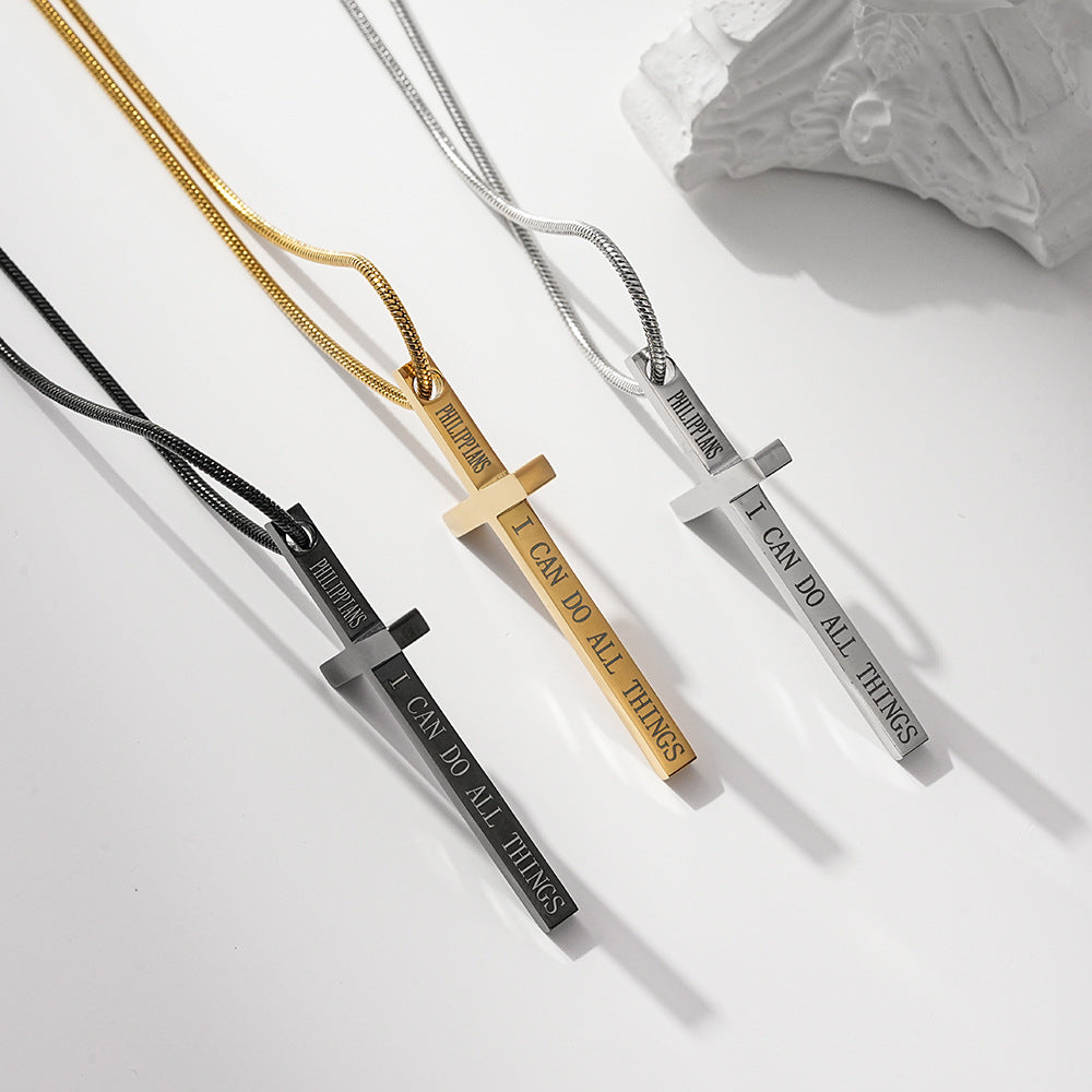 Planderful Titanium Steel Men Cross Necklace Hip Hop