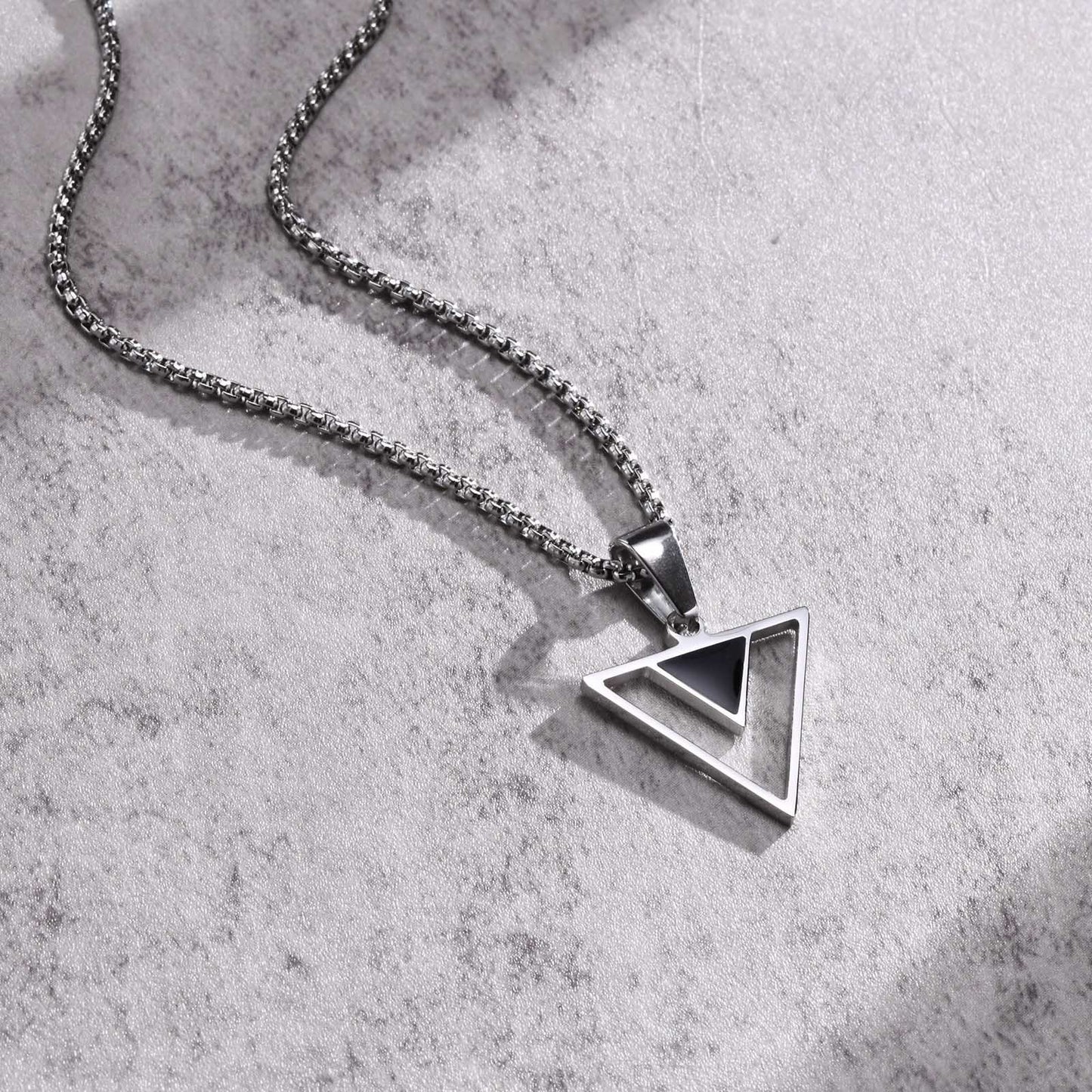 Stainless Steel Triangle Geometric Smear Oil Pendant Necklace