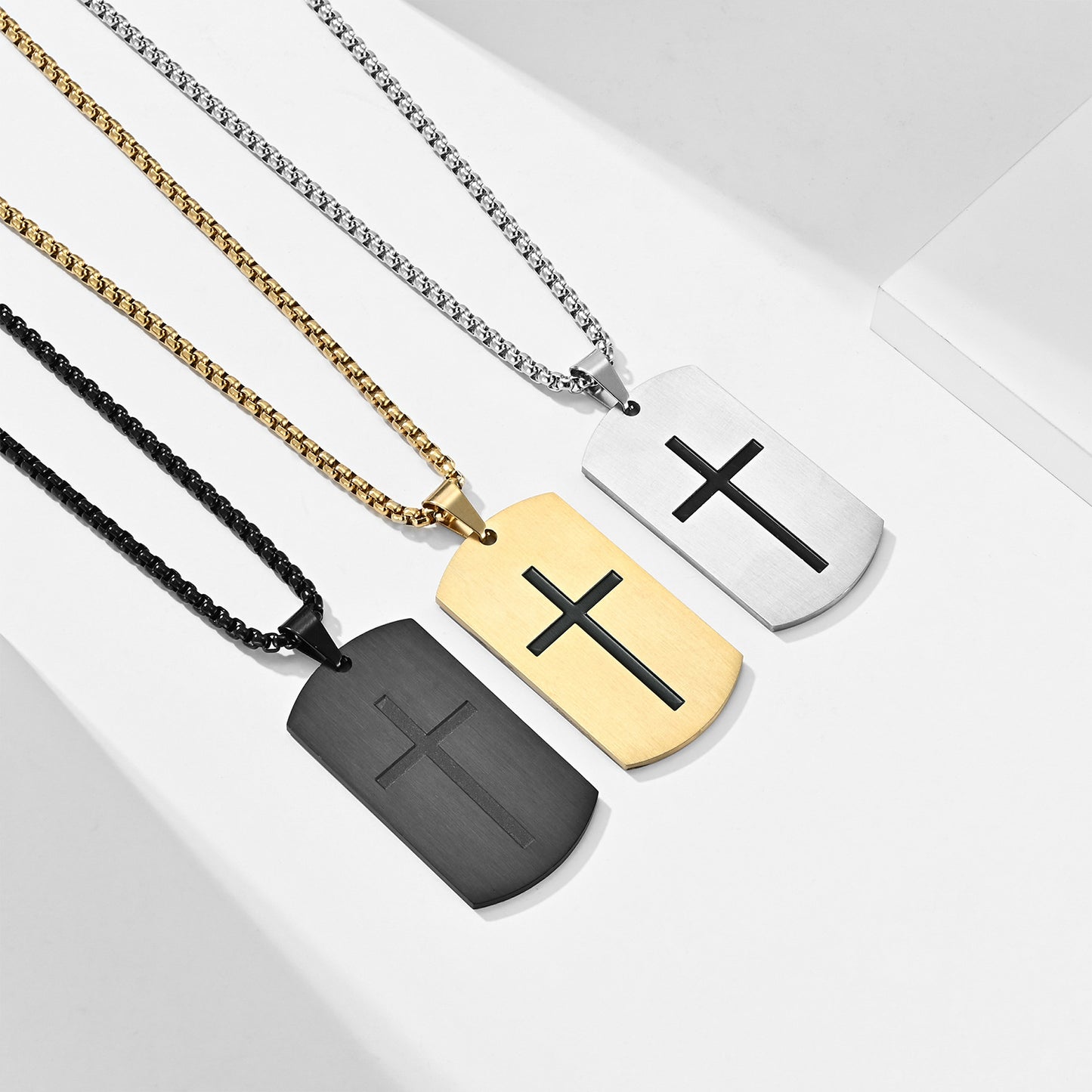 Elegant Stainless Steel Crusader Necklace for Discerning Men