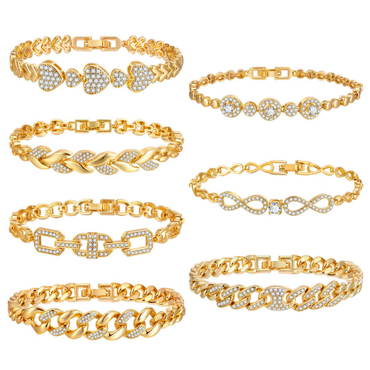 Heart Zircon Cuban Chain Copper Bracelet