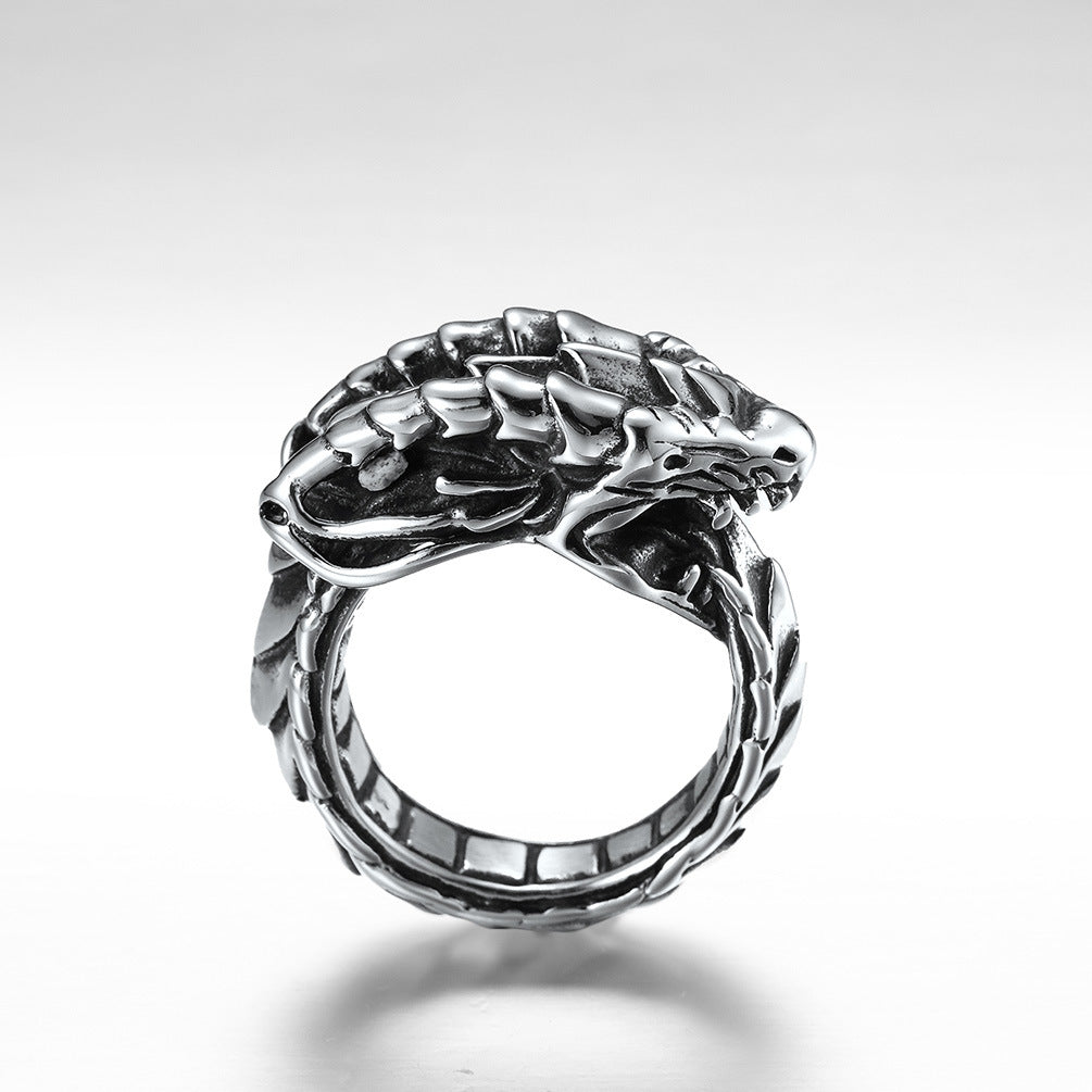 Gothic Stainless Steel Evil Dragon Ring – Punk Stainless Steel Direct product view