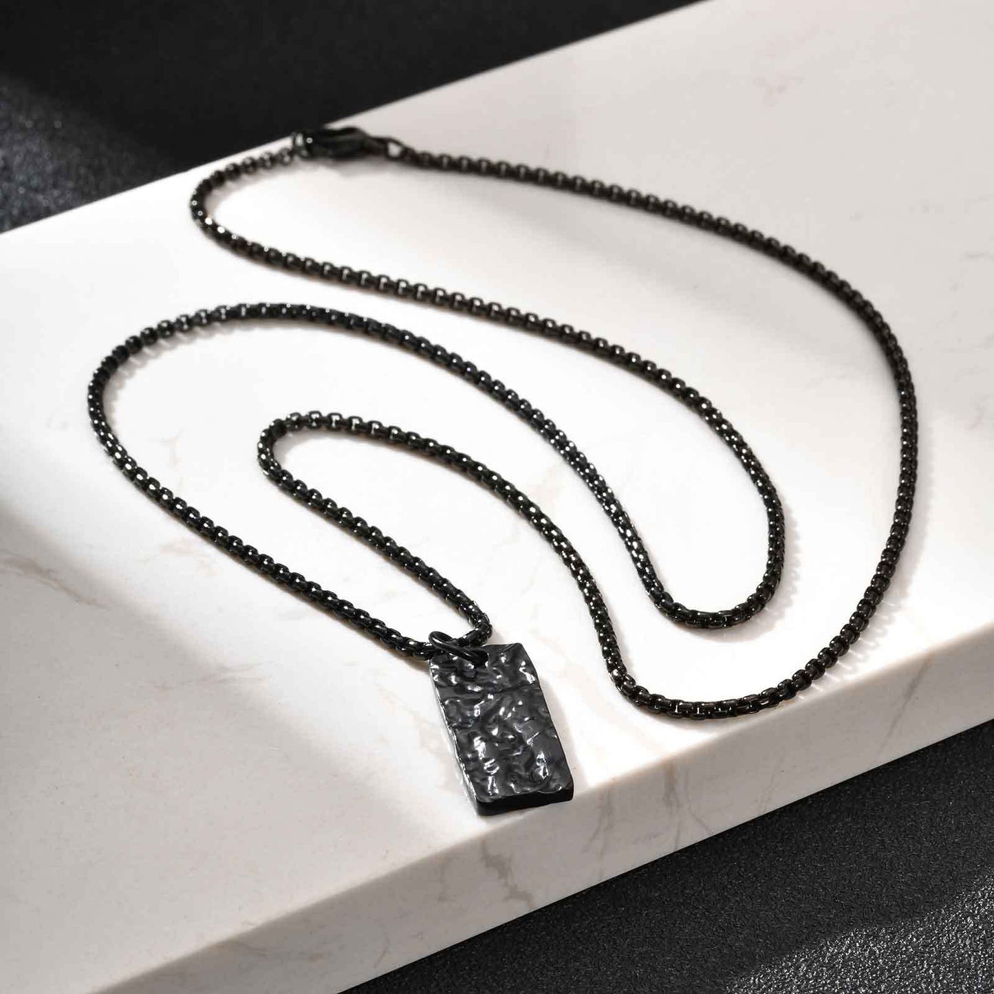 Planderful Black Stainless Steel Geometric Pendant For Men