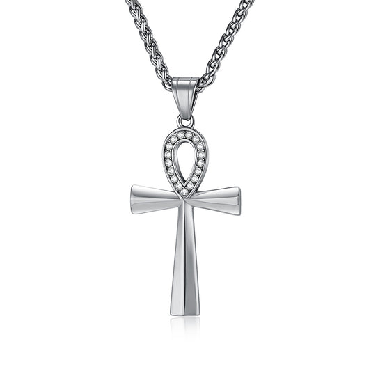 Elegant Anka Cross Necklace in Titanium Steel for Men