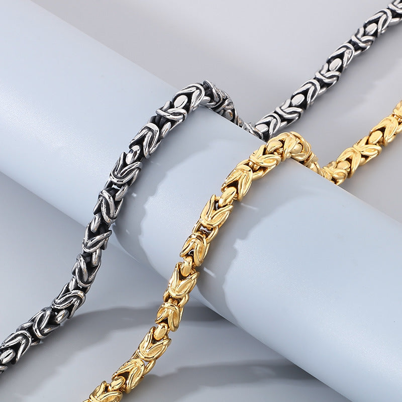 Planderful 18K Gold Mens Bracelet Punk Style Titanium Steel