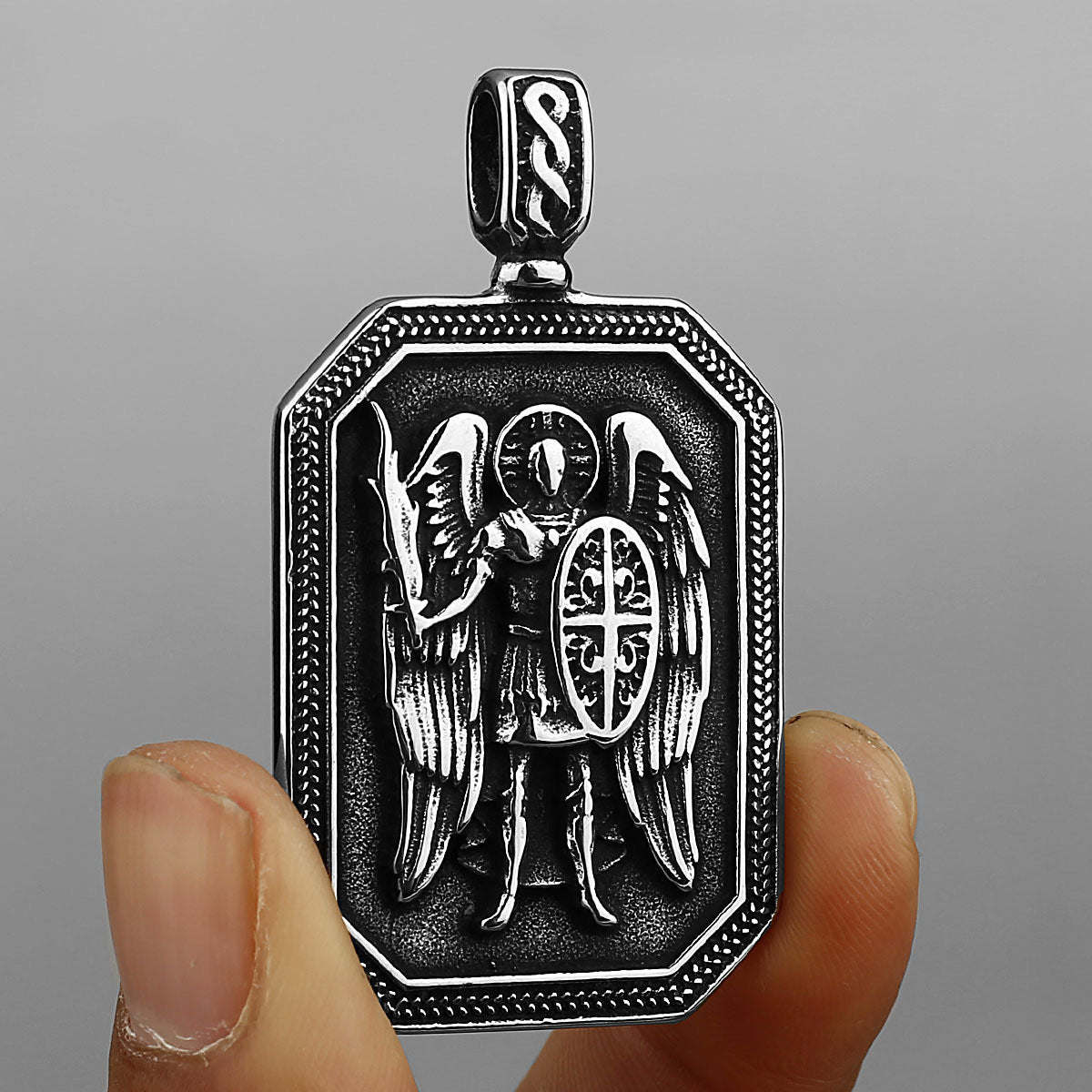 Planderful Everyday Genie Mens Stainless Steel Angel Sword Pendant Necklace Bold Domineering Style