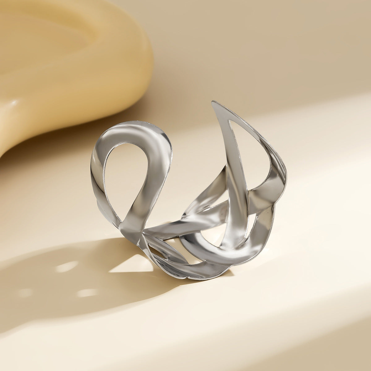 Trendy Wide Face Cross Open Bracelet with Hollow Metal Detail