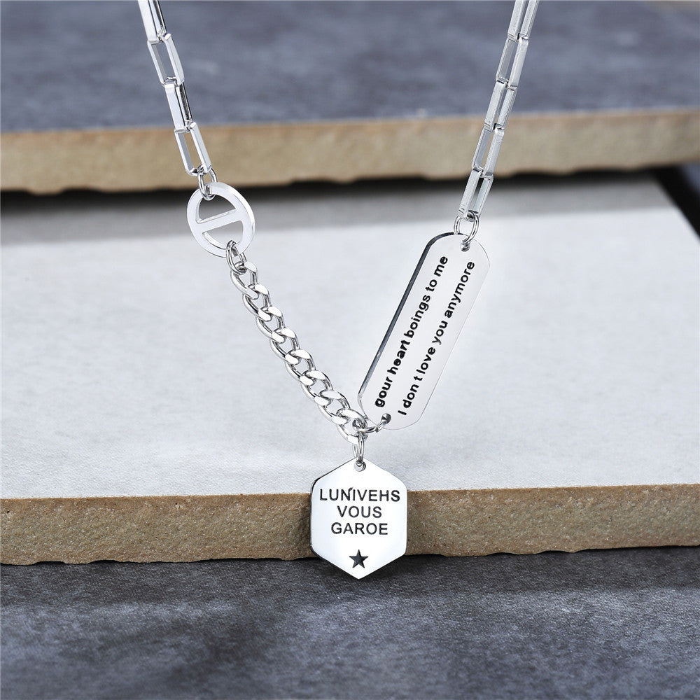Planderful Personalized Titanium Steel Necklace Unisex Short Clavicle Chain European American Style