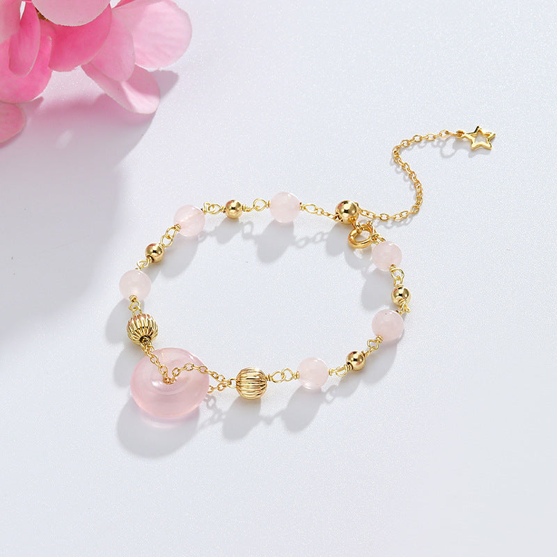 Peach Crystal Sterling Silver Bracelet - Fortune's Favor