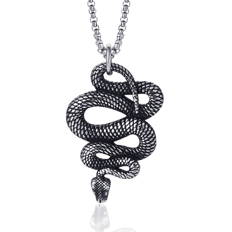 Steel Necklace – Vintage Snake Pendant Necklace With Retro European American Style
