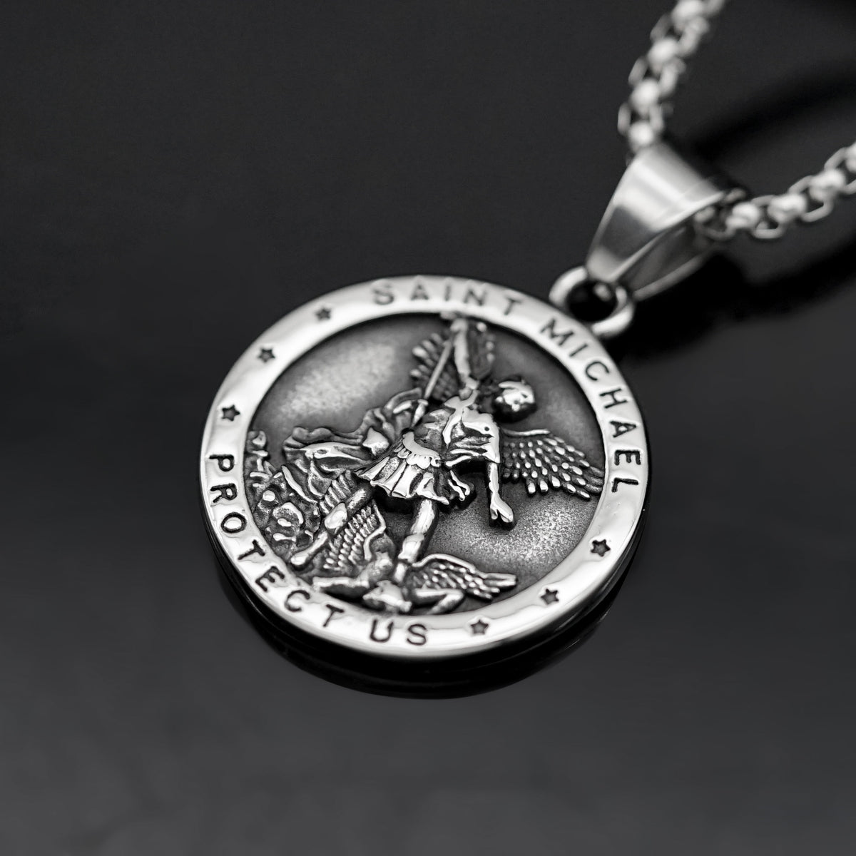 St. Michael Angel Stainless Steel Pendant Necklace