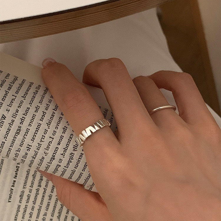 S925 Sterling Silver Irregular Open Ring — Adjustable