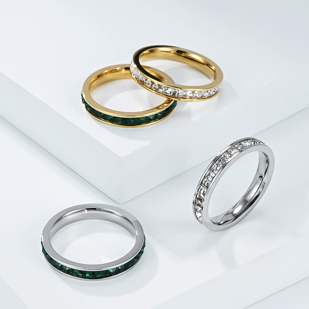 Stainless Steel Emerald Ring