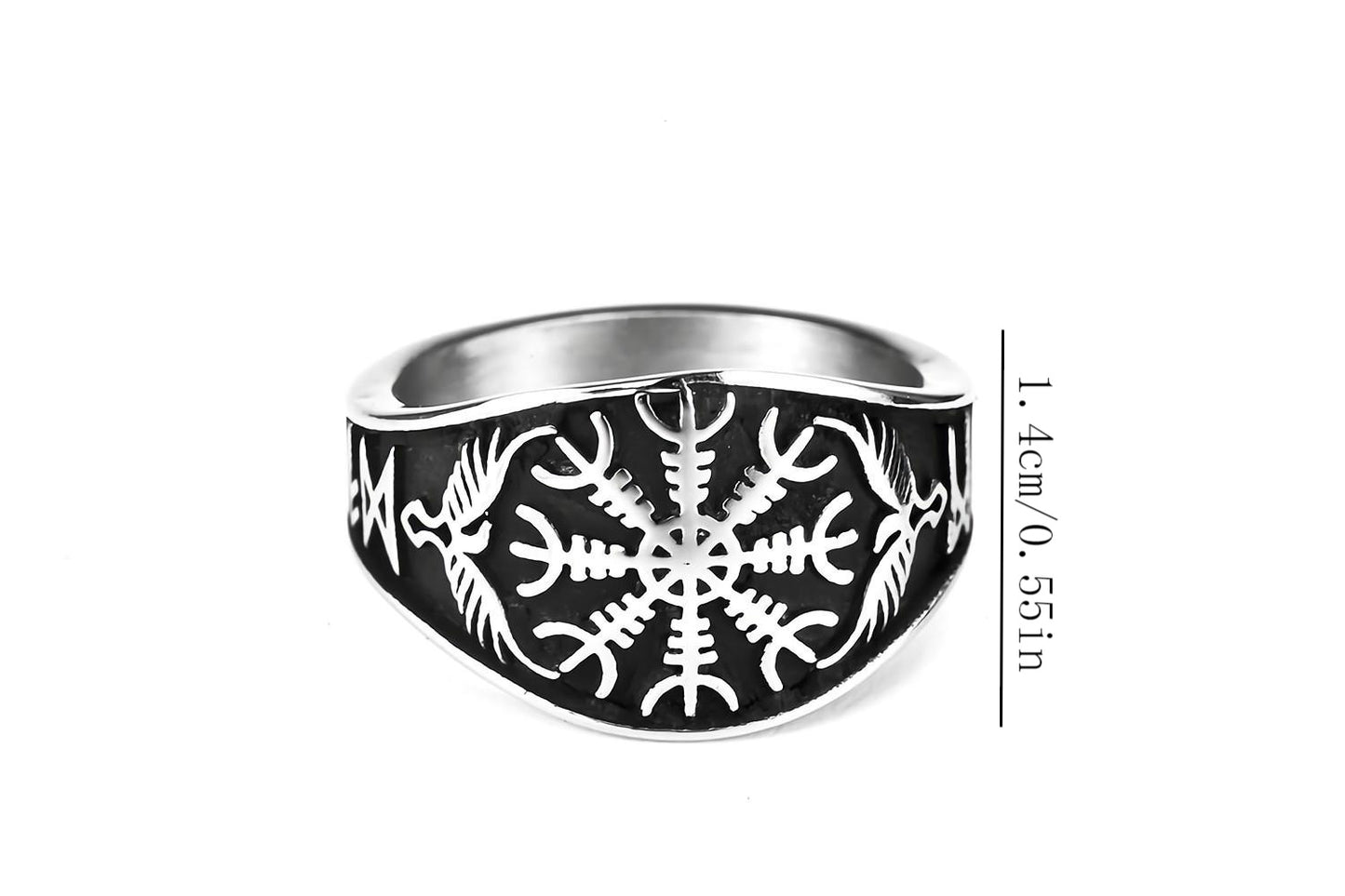 Planderful Viking Rune Ring For Men Personalized Celtic Compass Crow Design In Titanium Steel