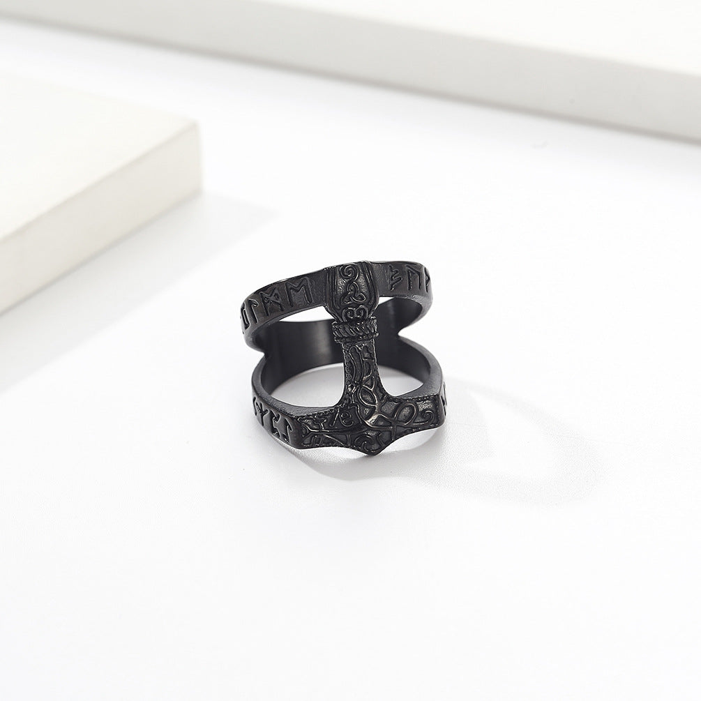 Planderful Thors Hammer Ring For Men Viking Nordic Titanium Steel Triangle Knot Wrench Inspired Jewelry Size 8 12 Bold