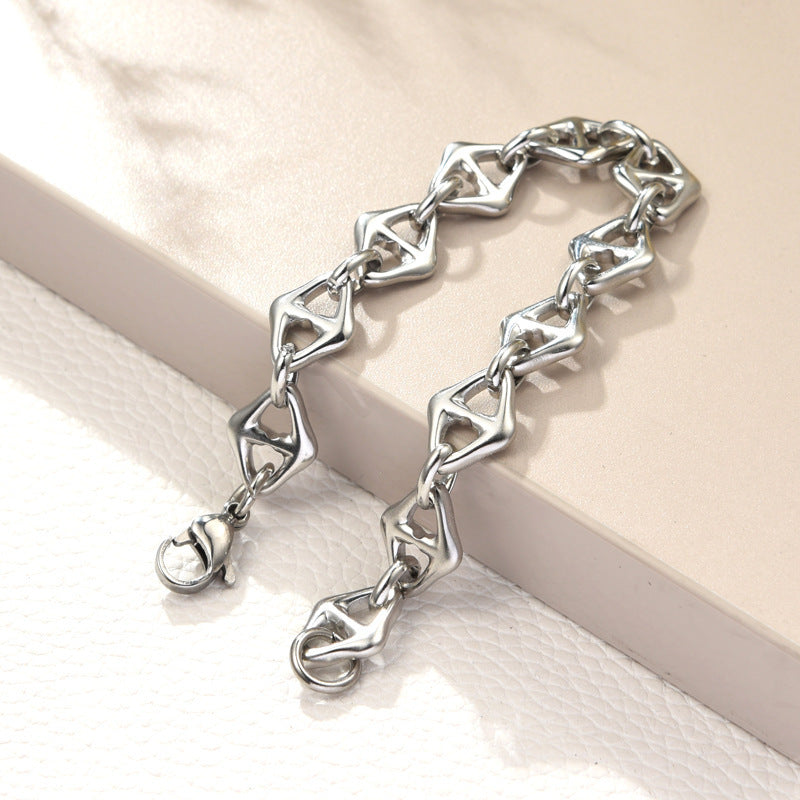 Planderful Jewelry Everyday Genie Geometric Necklace And Bracelet Set In 18K Electroplated Steel