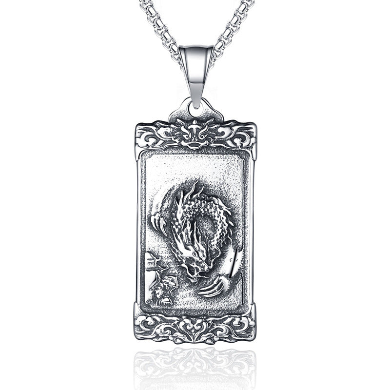 Steel Necklace – Vintage Dragon Amulet