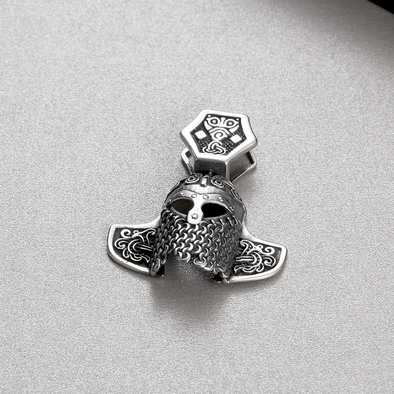 Nordic Viking Warrior Owl Helmet Pendant for Men in Titanium Steel