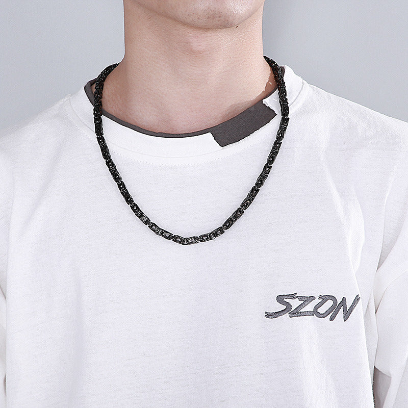 Rock Hip-Hop Emperor Chain, Street V-Shaped Woven Men's Titanium Steel Necklace Bracelet