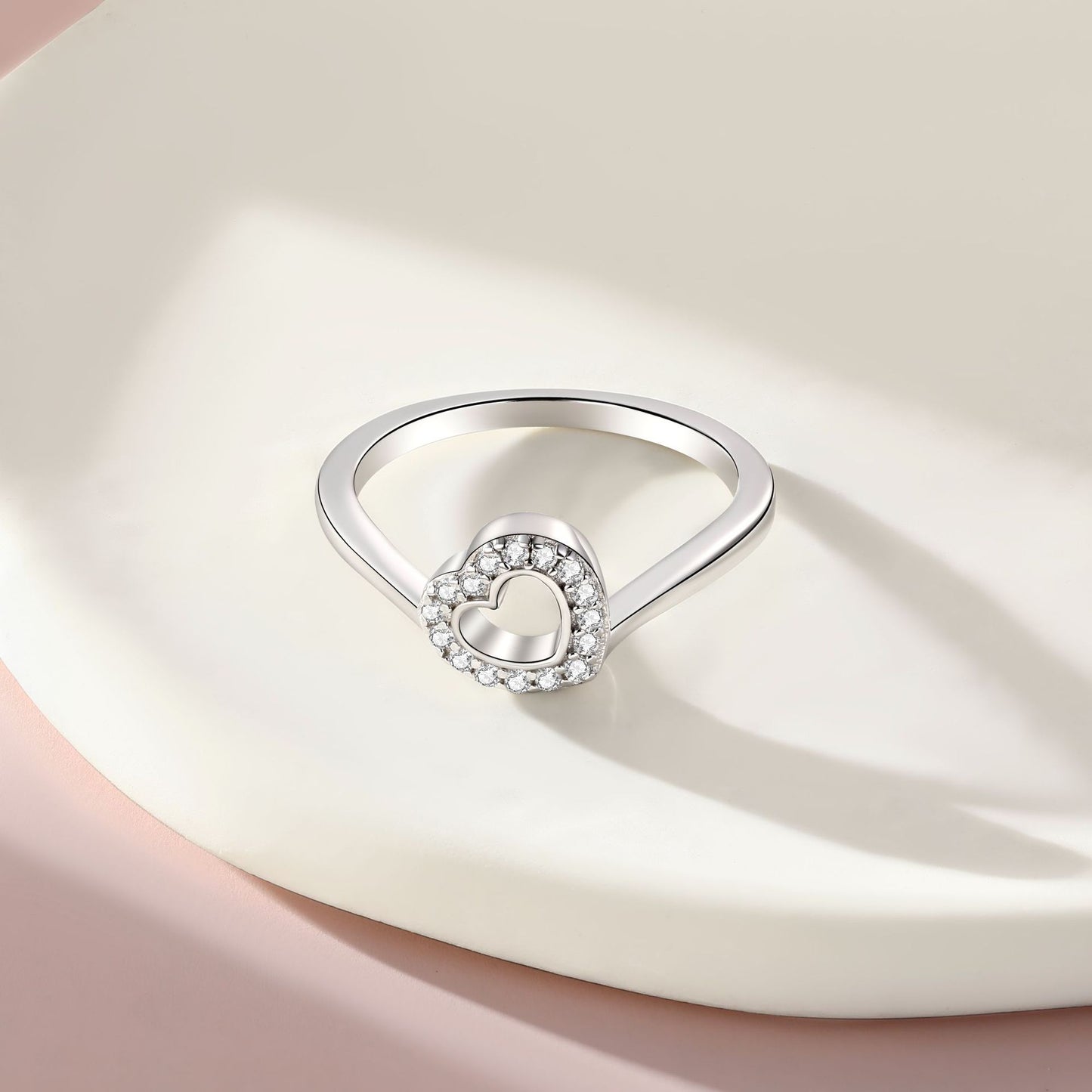 S925 Sterling Silver Hollow Zircon Love Ring for Women