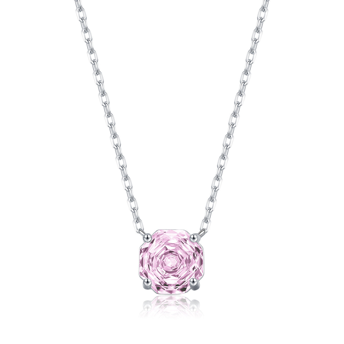 925 Sterling Silver Blush Pink Heart Rose-Cut Zircon Necklace