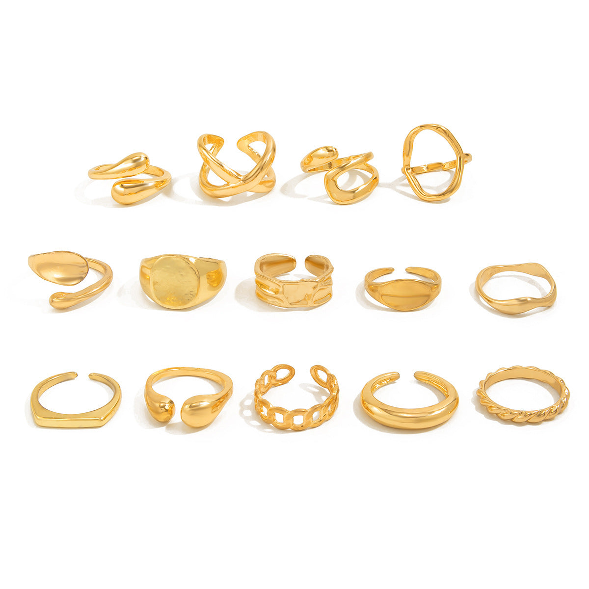 Planderful Vienna Verve Geometric Ring With Liquid Joint Design For Women Modern Minimal Metal Jewelry